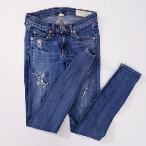 Rag & Bone Mid Rise Distressed Skinny‎ Jeans